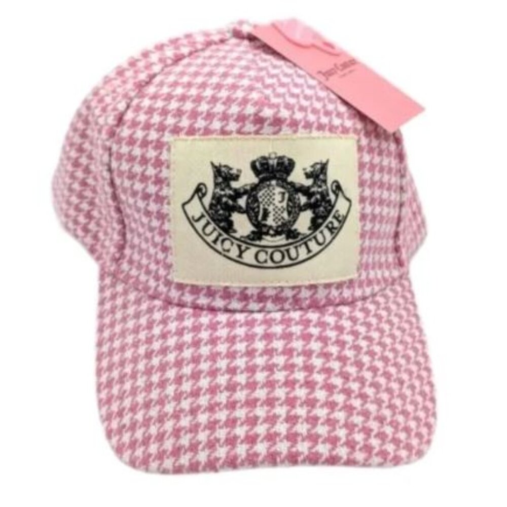 NWT Juicy Couture Cap Pink Patch Houndstooth